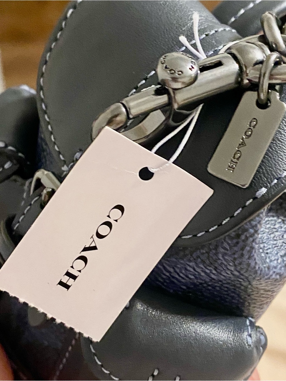 Coach Navy Mini Backpack Bag Charm - Picture 4 of 8